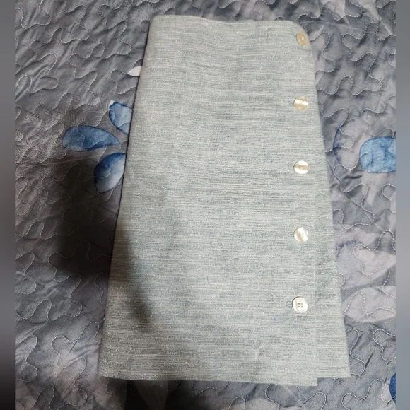 Womens Elegant Light Ice Blue Button Skirt - Picture 12 of 12